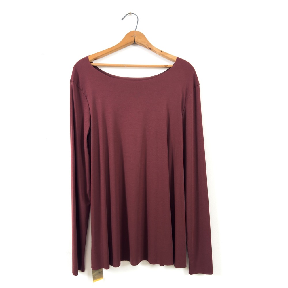 Wolford Aurora Long Sleeve Top Mahogany Modal Blend Size M